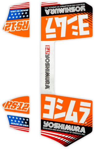 Yoshimura RS12 Muffler Decals Orange - Part Number RS12-NB014