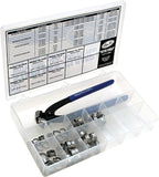 Motion Pro 80-Piece Stepless Fuel Line Clamp Fittings Kit with Side Jaw Pincer Tool, Part 12-0083