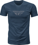Fly Racing F Wing Tee Midnight Navy/Grey Medium - Lightweight and Comfortable Crew Neck T-Shirt