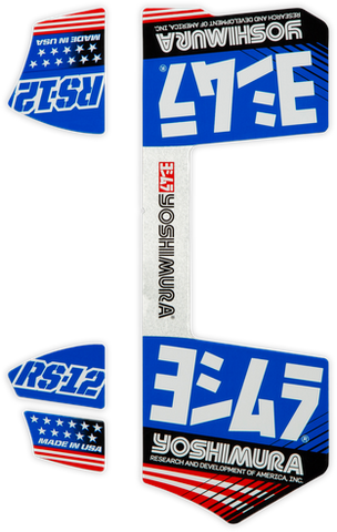 Yoshimura RS12 Muffler Decals Blue - Part Number RS12-NB013