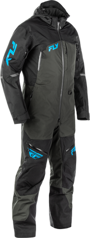 Fly Racing Incline Monosuit Black/Grey/Blue 3X - Waterproof Breathable Racing Suit with Detachable Hood
