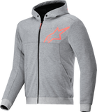 Alpinestars Chrome v2 Sport Motorcycle Hoodie, Heather Gray and Red Fluo, Large, Part Number 4200325-9199-L