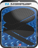 STOMPGRIP Icon Black Tank Grips for Kawasaki Ninja 2015–2025, Part Number 55-14-0108B