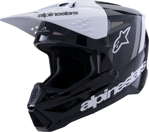 Alpinestars SM3 Helmet Radium Large - Gloss Black, White & Gray for MX, Enduro & Offroad