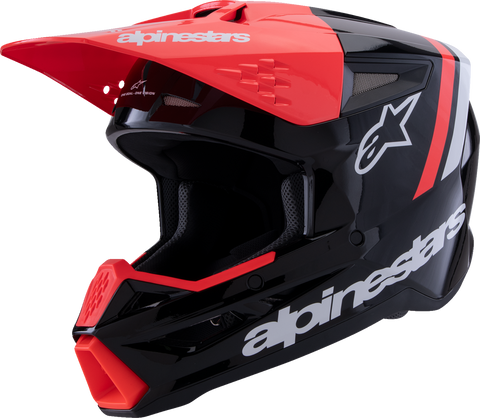 Alpinestars SM3 Helmet Radium Gloss Black/Red Fluo/White 2XL - Lightweight Offroad and MX Protection