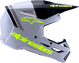 Alpinestars SM3 Helmet Radium Matte Gray/Black/Yellow Fluo XS - Lightweight Offroad and MX Helmet with Advanced Impact Protection