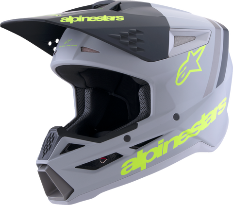 Alpinestars SM3 Helmet Radium Matte Gray/Black/Yellow Fluo Medium (Part #8300826-9510-M)