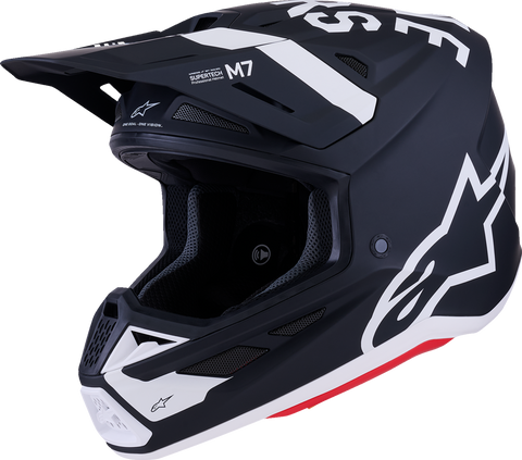Alpinestars SM7 Helmet - Dasher Matte Black/White Large - High-Performance Off-Road Racing Helmet