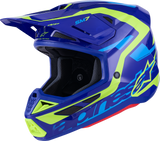 Alpinestars SM7 Helmet - Deed, Gloss Blue/Yellow Fluo, Medium - Optimal Off-Road Racing Safety and Comfort