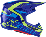 Alpinestars SM7 Helmet - Deed, Gloss Blue/Yellow Fluo, Medium - Optimal Off-Road Racing Safety and Comfort