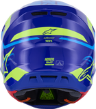 Alpinestars SM7 Helmet - Deed Gloss Blue/Yellow Fluo Large (Part #8302426-7253-L)