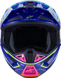 Alpinestars SM7 Helmet - Cast Gloss Blue Pink Yellow Fluo, Small