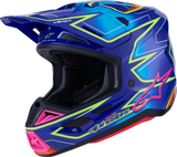 Alpinestars SM7 Helmet - Lightweight Off-Road Racing Helmet with Plasma Technology, Gloss Blue/Pink/Yellow Fluo, Large (Part #8302626-7254-L)