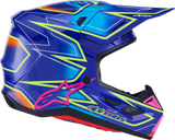 Alpinestars SM7 Helmet - Lightweight Off-Road Racing Helmet with Plasma Technology, Gloss Blue/Pink/Yellow Fluo, Large (Part #8302626-7254-L)