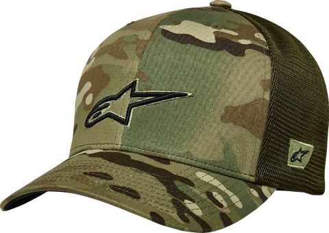 Alpinestars Recon Camo Green Trucker Hat - Structured Crown and Curved Bill