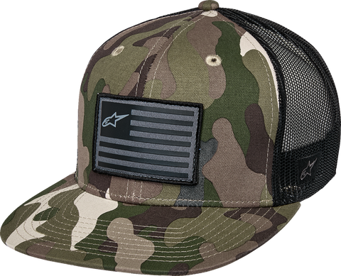 Alpinestars Flag Flat Trucker Hat Camo Green/Black 1235-81960-6173-OS