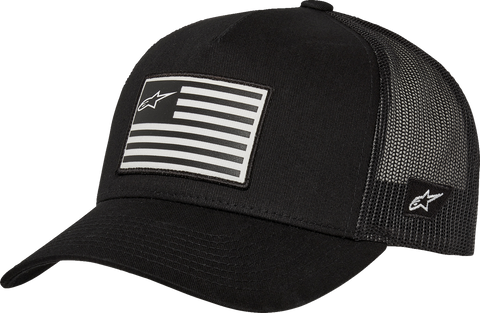 Alpinestars Flag Flat Trucker Hat - Black/Black (Part Number 1235-81960-1010-OS)