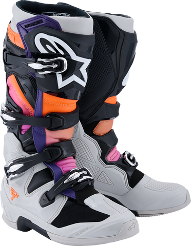 Alpinestars Tech 7 Off-Road Motorcycle Boots - Black, Light Gray, Fluorescent Orange, Magenta, US 8 / EU 42