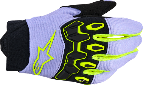 Alpinestars Youth Full Bore V2 Gloves - Purple and Fluorescent Yellow, Small Part Number 3540226-3175-S