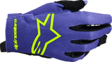 Alpinestars Youth Radar Gloves - Purple/Fluo Yellow, Size XS (Part Number 3541824-3175-XS)