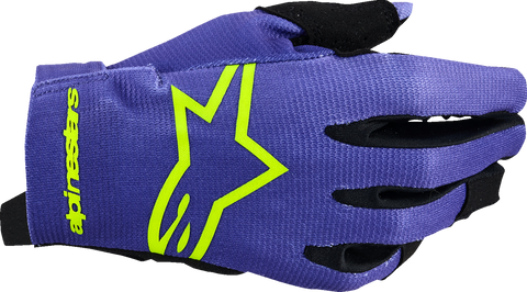 Alpinestars Youth Radar Gloves - Purple and Fluorescent Yellow, Small (Part #3541824-3175-S)