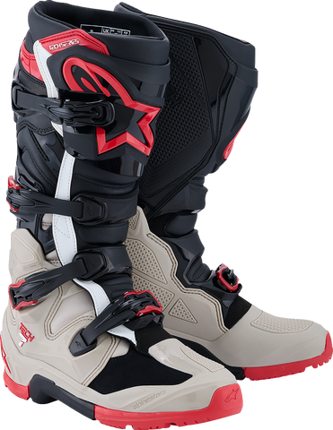 Alpinestars Tech 7 Enduro Boots - Black, Light Gray & Bright Red, US Size 10