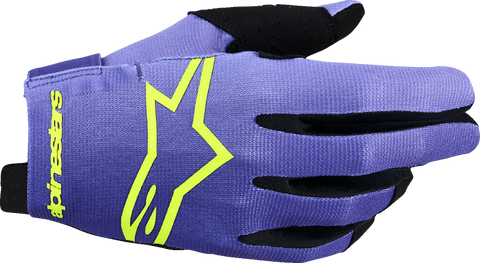 Alpinestars Radar Gloves - Purple/Fluo Yellow, Large (Part Number 3561824-3175-L)