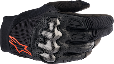 Alpinestars Megawatt V2 Gloves - Medium, Black/Fluo Red - Durable Off-Road Riding Gear
