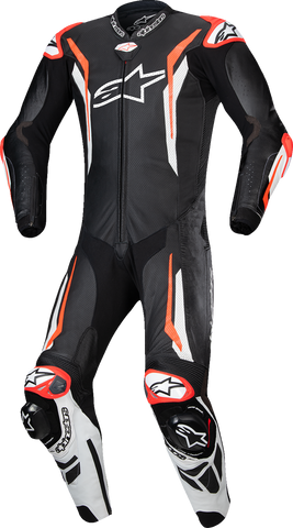 Alpinestars GP Tech v5 1-Piece Leather Suit - Black/White/Red Fluo US 44 / EU 54 (Part 3150226-1231-54)