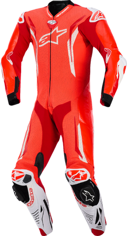 Alpinestars GP Tech v5 1-Piece Leather Suit - Red Fluo/Bright Red/White, US 38 / EU 48