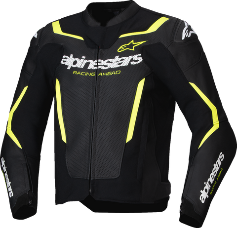 Alpinestars GP Force v2 Airflow Leather Jacket - Black/Yellow Fluo US 42 / EU 52 - Part Number 3100326-155-52