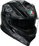 AGV K7 Damascus Motorcycle Helmet Black/Silver, Small – Part Number 2118399004-010-S