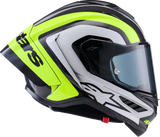 Alpinestars Supertech R10 Helmet - Arius Gloss Black/Silver/Yellow Fluo - Small