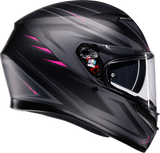 AGV K3 Syth Motorcycle Helmet Matte Black/Pink 2XL, Part Number 2118381004-025-XXL