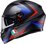 AGV K3 Striga Motorcycle Helmet Matte Black/Blue/Red Medium 2118381004-024-M