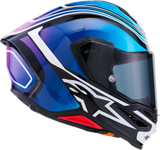 Alpinestars Supertech R7 S-R7 Helmet Zeal Gloss Black/Blue/Pink Fluo/White, Small, ECE 22.06, 8202826-1636-S