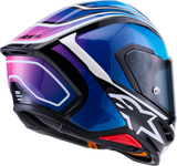 Alpinestars Supertech R7 S-R7 Helmet Zeal Gloss Black/Blue/Pink Fluo/White, Small, ECE 22.06, 8202826-1636-S