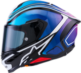 Alpinestars Supertech R7 S-R7 Helmet Zeal Gloss Black/Blue/Pink Fluo/White, Small, ECE 22.06, 8202826-1636-S