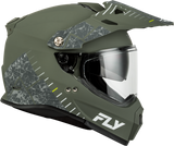 Fly Racing Trekker Granite Motorcycle Helmet Matte Sage/Grey Medium, Part Number 73-7043M