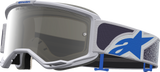 Alpinestars Vision 5 Drag Motocross Goggle, LT Lilac/Blue with Silver Mirror Lens 5101727-3244