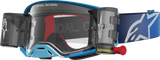 Alpinestars Supertech Firma Roll-Off Goggles, Blue/Silver with Clear Lens, Part Number 5100227-7368