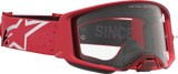 Alpinestars Supertech Vesta Chrome/Red Goggles with Clear Lens, Part Number 5100827-3238