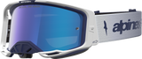 Alpinestars Vision 8 Goggle Amber Navy/White with Blue Mirror Lens 5101427-7357