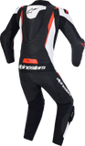 Alpinestars Missile v3 1-Piece Leather Motorcycle Racing Suit, Black/White/Red Fluo, US 38 / EU 48, Part Number 3150127-1231-48