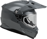Fly Racing Trekker CW Solid Helmet with Electric Shield in Grey - Extra Small