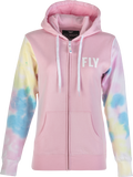 Fly Racing Women's Tie Dye Zip Up Hoodie Pink/Yellow/Blue XL