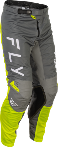 Fly Racing Kinetic Mesh Center Pants Grey/White/Hi Vis Size 36 – Durable Motorcycle Riding Gear with BOA® Fit System