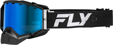 Fly Racing Zone Snow Goggle Black with Sky Blue Mirror and Blue Lens