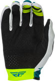 Fly Racing Lite Gloves Grey/Lime/Teal XS – Lightweight Race Gloves with Touch Screen Compatibility