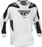 Fly Racing Kinetic Mesh Sym Jersey White/Black 2X - Breathable Dirt Bike Jersey with Tagless Collar and Extended Tail
